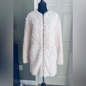 BB Dakota Wubby Collarless Jacket Full Zip Sz Small Super Soft Long Trench 0207